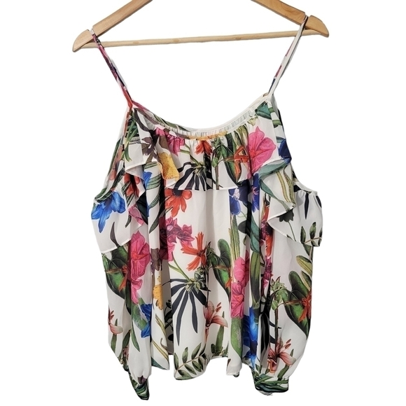 Parker Floral Ruffle Cold Shoulder Blouse NWT - Picture 2 of 11